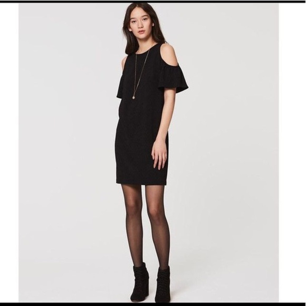 LOFT Black Cold Shoulder Dress